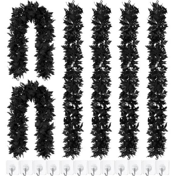 6 Pack Halloween Black Fall Maple Garland Decorations 5.8 Feet Maple - Picture 1 of 7